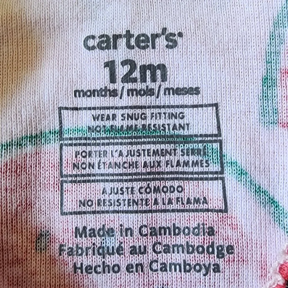 Carter’s Girls Snug Fit Watermelon Pajamas Size 12 Months